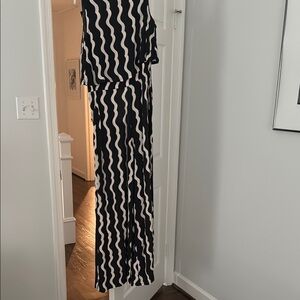 Mister Zimi Black and White Dynamic Stripe Jumpsuit